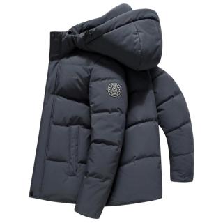雪中飞 SNOWFLYING 秋冬休闲经典中老年连帽精致简约时尚男短款羽绒服