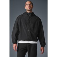 加拿大alo yoga男款户外运动透气防晒拉链连帽外套 黑色