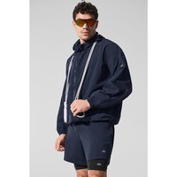 加拿大alo yoga男款户外运动透气防晒拉链连帽外套 海军蓝色