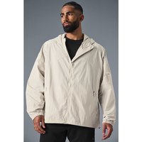 加拿大alo yoga男款户外运动透气防晒拉链连帽外套 骨白色