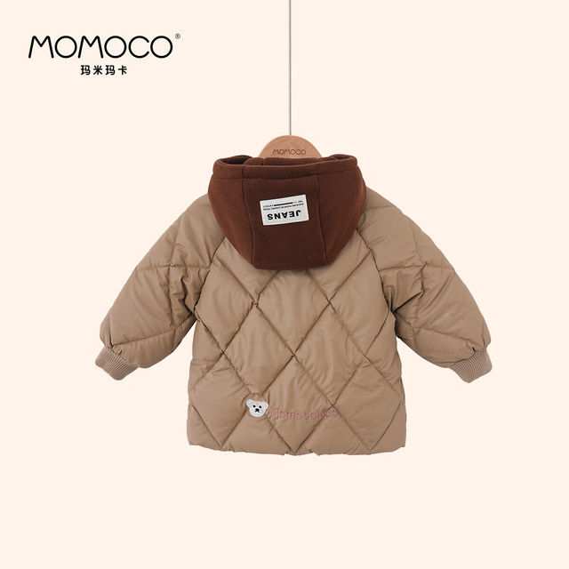 玛米玛卡 MOMOCO 儿童棉服外套冬季保暖连帽棉衣棉袄韩版休闲外套 咖色 105