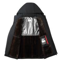 罗蒙（ROMON）棉衣男外套2025冬季加绒加厚棉袄中老年人男士休闲棉服爸爸冬装 黑色 XL （130-145斤）