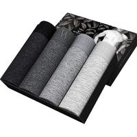 SEPTWOLVES 七匹狼 内裤 男士内裤精梳棉舒适透气平角裤4条装 97871 轻奢款 混色 XXL 灰色系