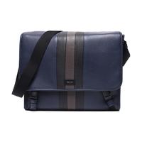 BALLY 巴利 男士皮质单肩斜挎邮差包 BRIDLE 07 深蓝色黑棕色条纹
