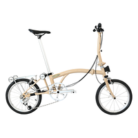 ACEOFFIX三折叠自行车C5/E5/U5超轻便携【震哥同款品牌】国布小布骑行车 E5专业级-奶茶色（全铝合金+货架） 16英寸