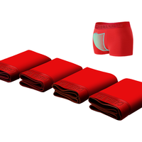 CabraKalani男士内裤男莫代尔运动四角平角宽松大码男生中腰冰丝男式裤头裤衩 A2CK品牌专柜本命年大红莫代尔 L（90-110斤）