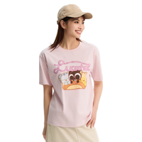 森马(Semir)罗小黑短袖T恤女卡通2024夏季抗菌宽松套头衫109324100008 M 粉红60059