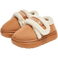 泰兰尼斯儿童棉鞋男童冬季加绒保暖防滑软底包跟女童雪地靴宝宝棉拖鞋 棕色 34 -35 内长21.0适合脚长19.5