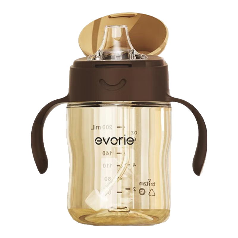 爱得利（evorie）儿童水杯 幼儿园小学生水杯婴儿学饮杯吸管杯带手柄重力球 【鸭嘴款】