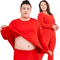 雅鹿无痕本命年内衣保暖男女红色德绒加肥加大码蛇秋衣秋裤套装胖