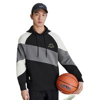 XTEP特步门店同款连帽卫衣男女2024撞色休闲套头衫976129930156 正黑色/钢铁灰/棉花白 L