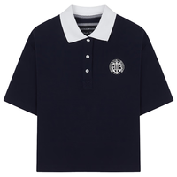 Teenie Weenie小熊2024年夏季华夫格POLO短袖T恤学院风时尚女 藏青色 160/S