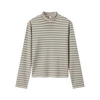 森马 Semir【王玉雯同款】半高领打底衫女24冬季修身磨毛条纹衫长袖T恤女