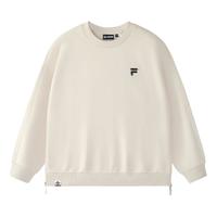 FILA FUSION斐乐潮牌款套头卫衣2025冬宽松加绒针织上衣 藊豆灰-BG