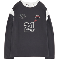 moussy【新复古回潮】 美式复古街头风印花长袖T恤女028HSZ90-0421 160灰色 均码