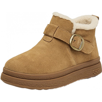 百丽 复古皮带扣雪地靴女2025冬厚底加保暖短靴E4K1DDD5 棕色 36