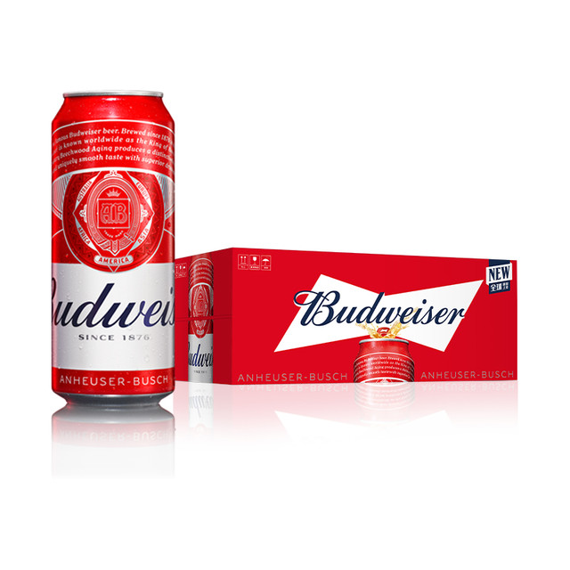 淘金币可用：Budweiser 百威 经典醇正拉格啤酒 450ml*18罐