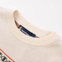 暇步士 童装儿童男女大童2025冬季系列童趣小鹿套头舒适线衣 奶油色 120 cm