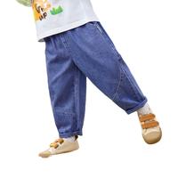 懿琪宝贝【舒适百搭】男童裤子春秋中大童装牛仔裤女童秋装运动休闲裤 牛仔蓝 130
