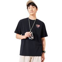 鸿星尔克短袖男2024春夏户外休闲舒适百搭简约宽松运动T恤男子t恤 正黑 3XL