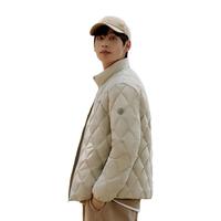 BOSIDENG 波司登 秋冬轻薄羽绒服男菱格纹短款便携收纳外套B30131021 杏仁米7279 170/88A