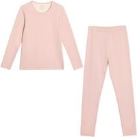 红豆居家内衣女秋冬阳离子抗菌防螨抗静电女士保暖内衣贴片款 柔光粉175