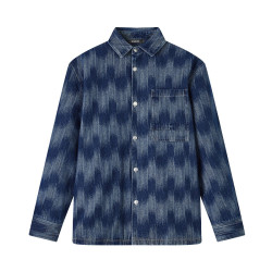 gxgjeans 翻领提花工艺衬衣 蓝色