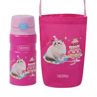 THERMOS 膳魔师 保温杯大容量女士儿童水杯便携可爱杯子TSK2 萌宠-树莓粉赠杯包 500ml