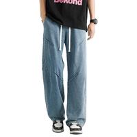 春季牛仔裤男个性痞帅宽松舒适阔腿裤青年运动潮流休闲长裤子