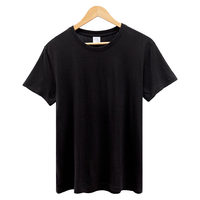 浪莎 短袖T恤女纯棉夏季打底衫黑白纯色圆领修身T恤上衣 黑色 L