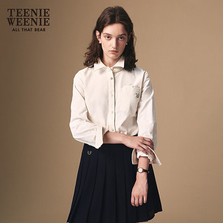 Teenie Weenie小熊衬衫女装2025秋季简约休闲多色翻领易搭上衣 象牙白 L