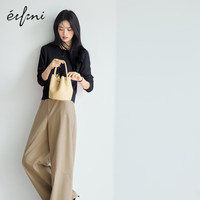 伊芙丽蒋欣代言圆领单排金属扣纯羊毛针织开衫百搭舒适女外套2025秋装 藏青 圆领开衫 S 80-105斤