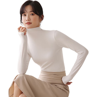 浪莎半高领秋冬款基础打底衣女长袖内搭修身高弹柔软贴身打底衫