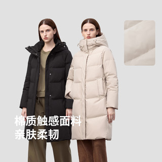 冰洁 BENGENBINJORA 25冬95鸭绒羽绒服女中长款连帽大廓形外套 J5400DB80 蜂蜜卡其 XS 155/80A 【体重约45-50KG】