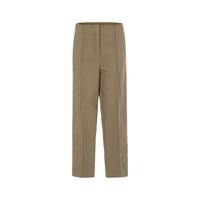 女士压褶高腰显瘦显高纯色双口袋休闲长裤