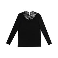 爱慕保暖女23好事将近抱脖领蕾丝红色本命年长袖上衣打底衣AM729081 经典黑400 170