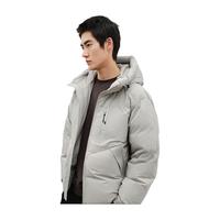 太平鸟男装 零重力羽绒服男短款冬季潮流连帽外套 灰色(宽松) XL