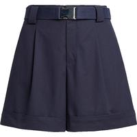 红袖奥莱白色短裤夏季女装纯色金属腰带A字翻边休闲裤 深藏青3443 M