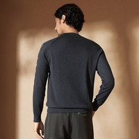 柒牌（SEVEN）【非遗苗绣蝴蝶妈妈系列】毛衣男冬季新款圆领保暖休闲针织衫 烟灰