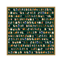 故宫博物院 PALACE MUSEUM 故宫 宫猫百福真丝丝巾 桑蚕丝 春夏新款披肩 礼盒装 颜色分类：孔雀绿