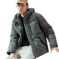 唐狮冬季90绒短款连帽羽绒服男轻暖舒适潮休闲加厚面包服外套潮牌