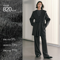 太平鸟甄绒系列智感斗篷大衣25连帽弯刀袖羊绒双面呢大衣女M 灰色(第一批） L