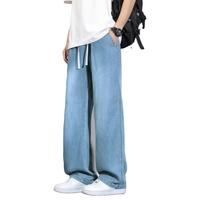 爱肯 夏季牛仔裤男士时尚潮流百搭通勤男裤宽松直筒阔腿休闲长裤子男