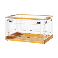 奇收收纳箱可折叠书籍整理书本教室透明装书带轮收纳盒储物箱 透明-象牙白【双边侧开门】 中 号【长41*宽29.5*高24cm】