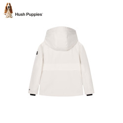Hush Puppies 暇步士 童装儿童男女大童冬季舒适保暖三防时尚质感厚风衣 米白色 160