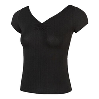 Sansha 芭蕾舞蹈练功服上衣女形体跳舞服装短袖现代拉丁古典 黑色 M 