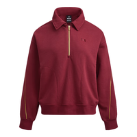 安德玛（UNDERARMOUR）春秋女子毛圈布1/4拉链休闲卫衣6006009火焰红625 M