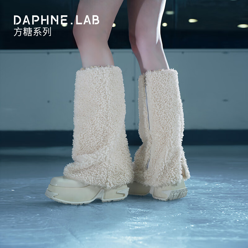DAPHNE LAB【陈粒|黄霄雲同款】方糖三代裤管靴厚底时装靴9CM增高大底女靴 黑色 3