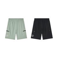 安德玛（Under Armour）儿童户外吸湿速干运动裤子男大童舒适有型拼接梭织短裤 黑色 150