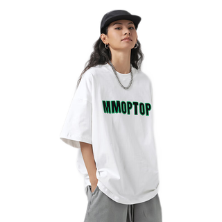MMOPTOP潮流宽松休闲短袖T恤男士夏季纯棉字母印花上衣M0024白色L L（140-160斤）